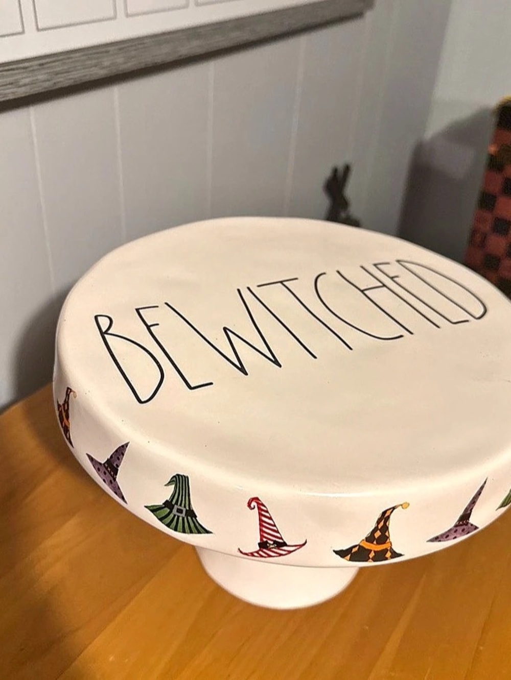 Rae Dunn Bewitched Cake Stand White & Black